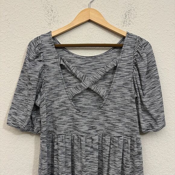 DAILY PRACTICE by ANTHROPOLOGIE Flounced Mini Dress in Black/White Spacedye - Picture 8 of 12